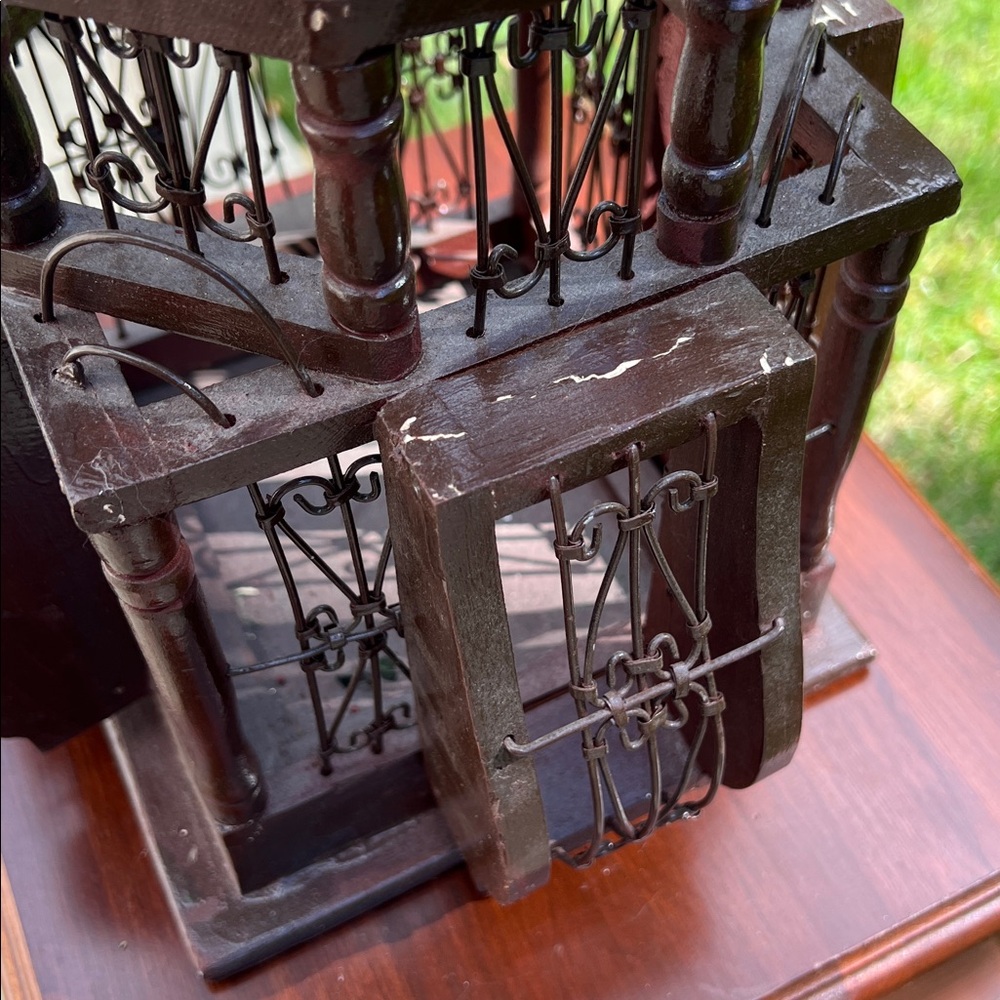 Antique Victorian Style Hot Air Balloon Shaped Wood Wire Decorative Birdcage - Picture 7 of 17